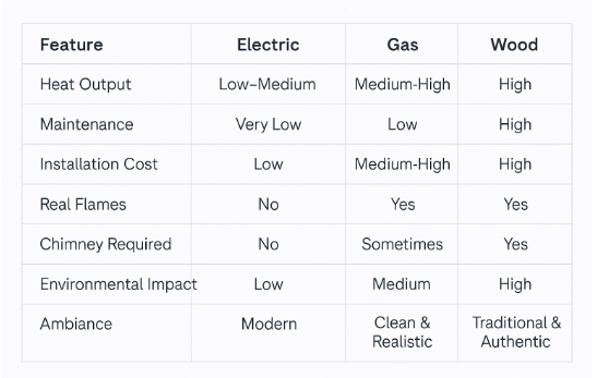 Fireplaces Comparison